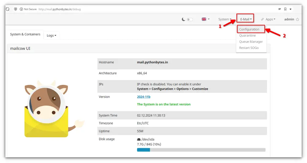 mailcow-add-domain